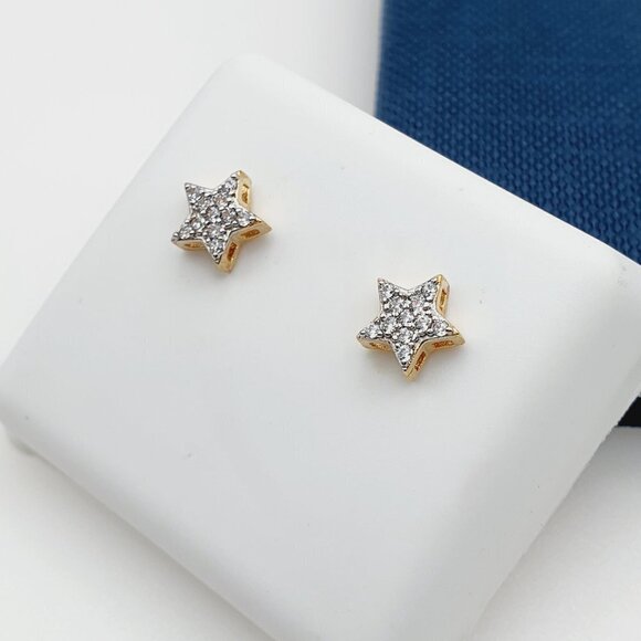 "14K Gold Plated Cubic Zircon Earrings, INUS1BR044 - Picture 4 of 9